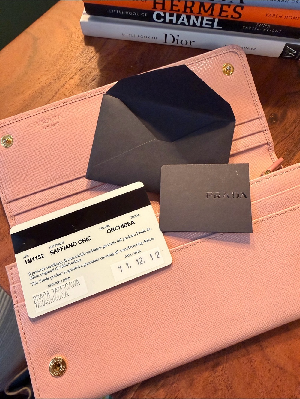 Prada Pink Saffiano Leather Bow-Accent Wallet - Picture 8 of 9